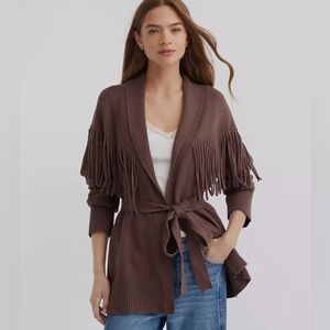 LOFT Fringe Belted Cardigan